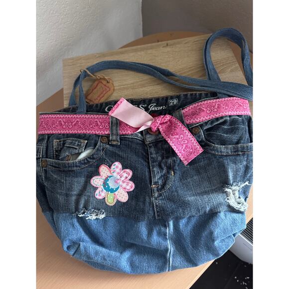 Handmade Recycled Blue Jeans Purse - Picture 2 of 8